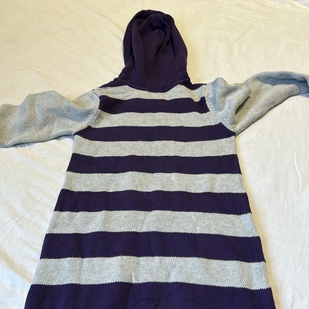 Gymboree Purple/Gray Hooded Sweater Dress Front Pocket Size 12
